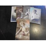 Lot de 5 cartes postales anciennes ecrites / femmes et costume : bonne annee