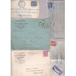 Lot de 5 enveloppes timbrees entre 1940 et 1954, avec type iris et gandon / villes : arles, vaux, lyon, ...