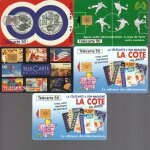Lot de 5 t�l�cartes diverses : pi�ce de 100 euros argent, michelin, actualit�, c�te t�l�cartes