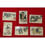 Lot 6 cartes anciennes illustr�es par mario pizella sur le th�me marine nationale
