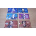 Lot de 6 cartes telephoniques les grandes figures des telecommunications.