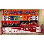 Lot de 7 echarpes de supporter football : barcelone - biarritz - milan - monaco - montpellier - saint ...