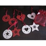 Lot de 8 dcorations de nol a suspendre, trs lgres, en forme de coeurs et d'toiles (4 beige, 4 rouge ...