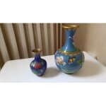 Lot de deux vase en c�ramique bleu