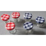 Lot de six mini pots en verre bonne maman - diam�tre 3. 5cm - hauteur 4. 5cm - trois avec couvercles ...
