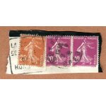 Lot de timbres oblit�r�s - type   semeuse cam�e   - 1926 / 1927