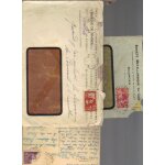 Lot de trois enveloppes anciennes (dont une carte postale : pont napoleon st sauveur) avec timbres grand ...