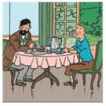 Magnet  tintin et haddock a table pour le petit d�jeuner  - 8x5, 5cm