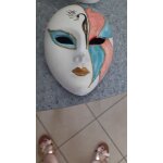 Masque v�nitien c�ramique bleu et rose