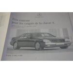 Mercedes benz classe s 450 500 coup� - fiche sur les tarifs auto et accessoires d'�poque 1995