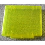 Mini boite plastique transparente jaune - fermeture a cliquet - mention originale (langues anglais + ...