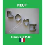 Moule love - en mtal - compos de 4 lettres : l + o + v + e - emporte - pices - gteaux - biscuits ...