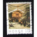 Norvege oblitr used stamp hiver chalet en bois 1982