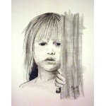 Original lavis encre de chine enfant blond