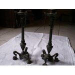 Paire de bougeoirs allure second empire, bronze