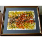 Peinture acrylique 2 tableaux de bethon daniel 1968 art abstrait sous cadre