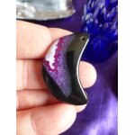 Pendentif clair de lune en agate, noir et violet - 4. 2 cm. magnifiques couleurs. lot 1975