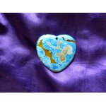 Pendentif coeur en agate. bleu et dor�. 4. 6 cm. magnifique pierre aux couleurs harmonieuses. une v�ritable ...