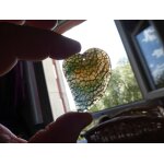 Pendentif coeur en agate, jaune & bleu - 4. 8 cm. magnifiques couleurs avec veines de dragon. lot 2102 ...