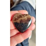 Pendentif coeur en agate. noir et beige. 4. 6 cm. magnifique pierre aux couleurs harmonieuses. parfaite ...