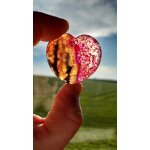 Pendentif coeur en agate. noir et rose avec superbe transparence a la lumi�re. 4 cm. magnifique pierre ...