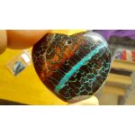 Pendentif coeur agate - onyx noir et bleu avec veines de dragon. parfaite id�e de cadeau. 3. 6 cm. magnifique ...