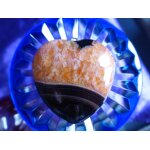 Pendentif coeur en agate onyx noir et orange - 4. 2 cm avec des couleurs harmonieuses et une belle transparenc ...