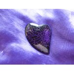 Pendentif coeur en agate onyx. noir et violet avec veines de dragon. 4. 7 cm. magnifique pierre aux couleurs ...