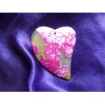 Pendentif coeur en agate onyx. rose et dor�. 5. 8 cm. magnifique pierre aux couleurs harmonieuses, une ...