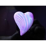 Pendentif coeur en agate onyx rose avec rayures blanches et transparentes - 5. 6 cm. lot 1947