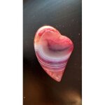 Pendentif coeur en agate. rose et blanc. 4. 8 cm. superbe pierre aux couleurs originales. parfaite id�e ...