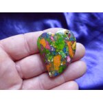 Pendentif coeur en bornite cuivre. bleu, vert, orange, rose. 4. 6 cm. magnifique pierre aux couleurs ...