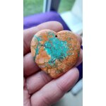 Pendentif coeur en jaspe. orange et bleu. 4. 6 cm. magnifique pierre aux couleurs originales. une des ...