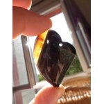 Pendentif coeur en oeil de tigre - marron & noir avec couleurs a reflets. 4. 8 cm. magnifique pierre ...