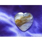 Pendentif coeur en quartz. dor�, noir et transparent. 4. 6 cm. magnifique pierre aux couleurs lumineuses. ...