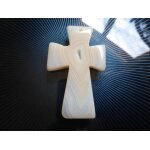 Pendentif croix de j�sus blanche en agate - 5. 5x3. 5 cm. magnifiques couleurs avec une superbe transparence ...