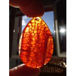 Pendentif larme en agate orange avec veines de dragon - 5. 4 cm. magnifiques couleurs avec superbe transparenc ...