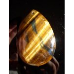 Pendentif larme en oeil de tigre - 4. 8 cm. couleurs fantastiques, marron et noir avec des reflets somptueux. ...