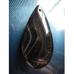 Pendentif larme en oeil de tigre - 5 cm. magnifique pierre noire avec un peu de blanc. lot 2219