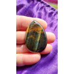 Pendentif larme en oeil de tigre - marron et noir. magnifiques couleurs avec reflets. 4. 8 cm. lot 3185 ...