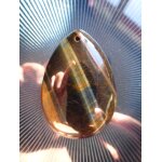 Pendentif larme en oeil de tigre - marron et noir avec couleurs a reflets. 4. 8 cm. magnifique pierre. ...