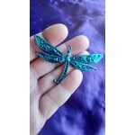 Pendentif libellule - couleur argent tibtain, bleu mtallis. 7. 7 cm. lot 2683