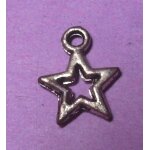 Pendentif / m�daille pour collier, porte cl�   etoile   - acier chrome