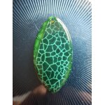 Pendentif ovale en agate vert et noir avec veines de dragon - 4. 1 cm. magnifiques couleurs. lot 2397 ...