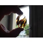 Pendentif ovale en quartz. transparent et marron. 4. 7 cm. magnifique pierre aux couleurs flamboyantes, ...