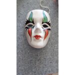 Petit masque c�ramique v�nitien vert rouge