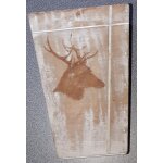 Petit pot a plante en bois peint de beige dgrad avec dcor d'une tte de cerf - intrieur doubl de ...