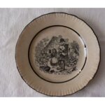 Petite assiette  parlante  decorative faience, doit etre faiencerie st clement