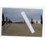 Vraie photo argentique deauville les parasols sur le sable la plage deserte 2002
