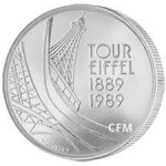 Pi�ce de 5 francs en nickel comm�moration centenaire tour eiffel 1989